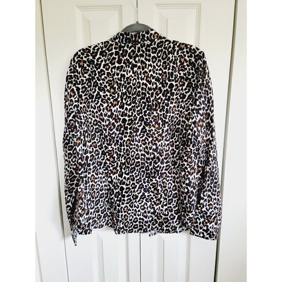 J.Crew 14 Button-Up Shirt in Leopard Print Brown Blouse Linen/Cotton - Picture 2 of 9